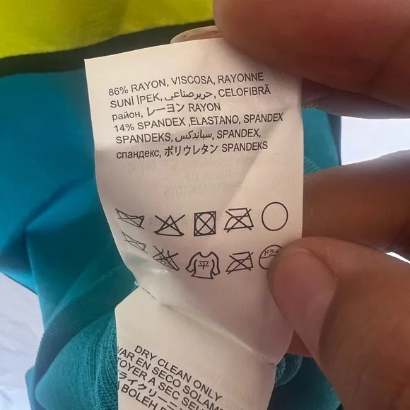 BEBE dress neon green and blue bodycon dress size small women’s dress - Picture 6 of 8